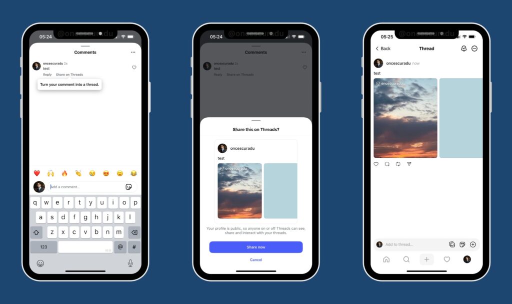 sharing instagram comments to threads flow