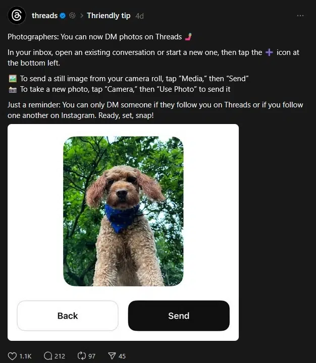 edits dm photos feature