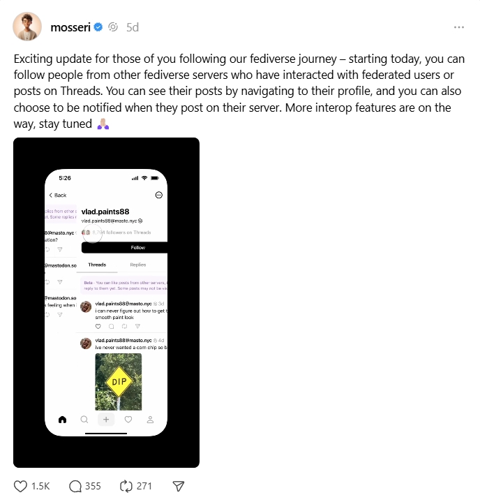 threads fediverse new user integration