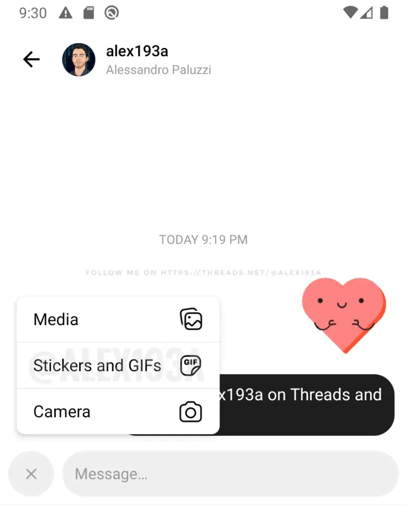 threads dm gifs and stickers feature