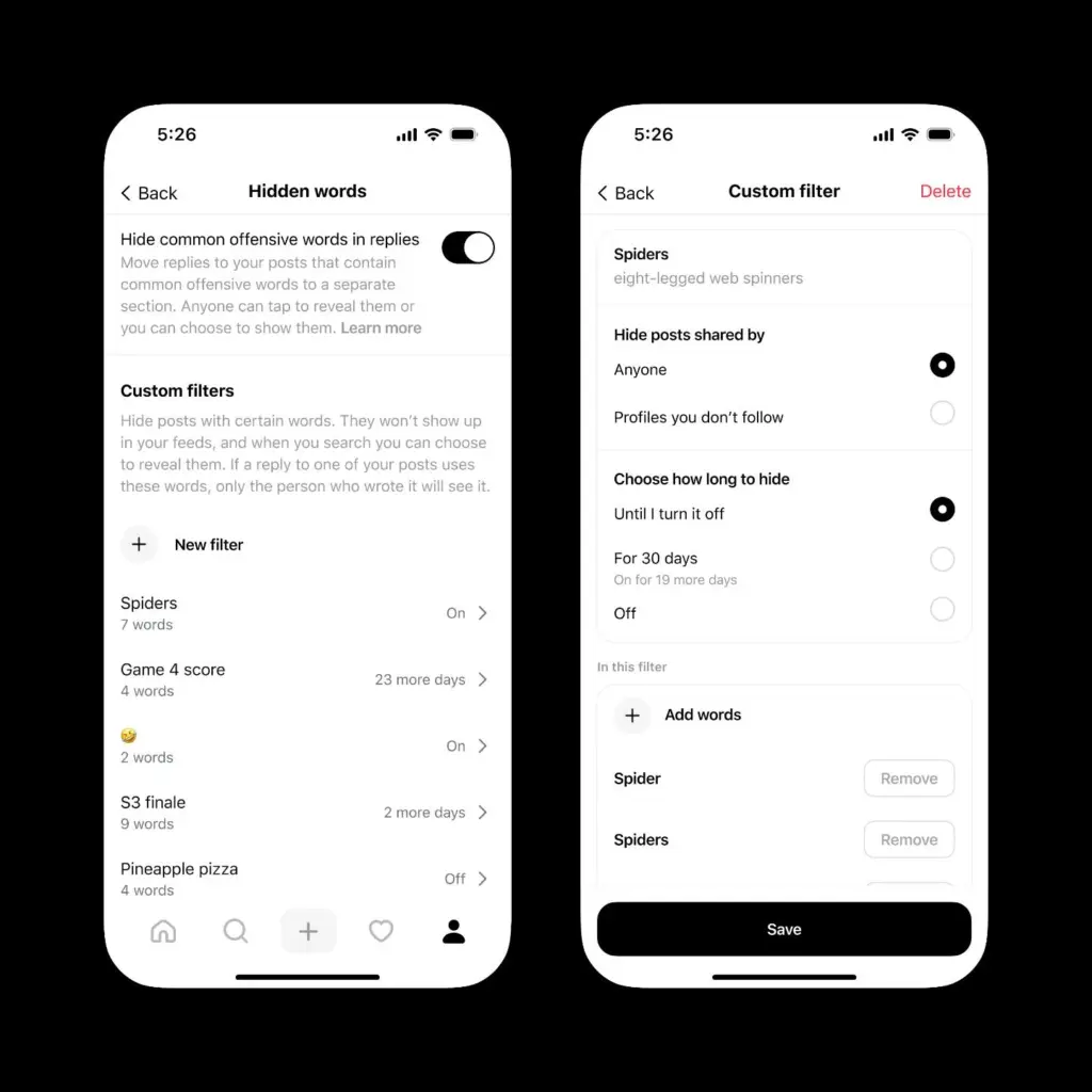 threads hidden words update