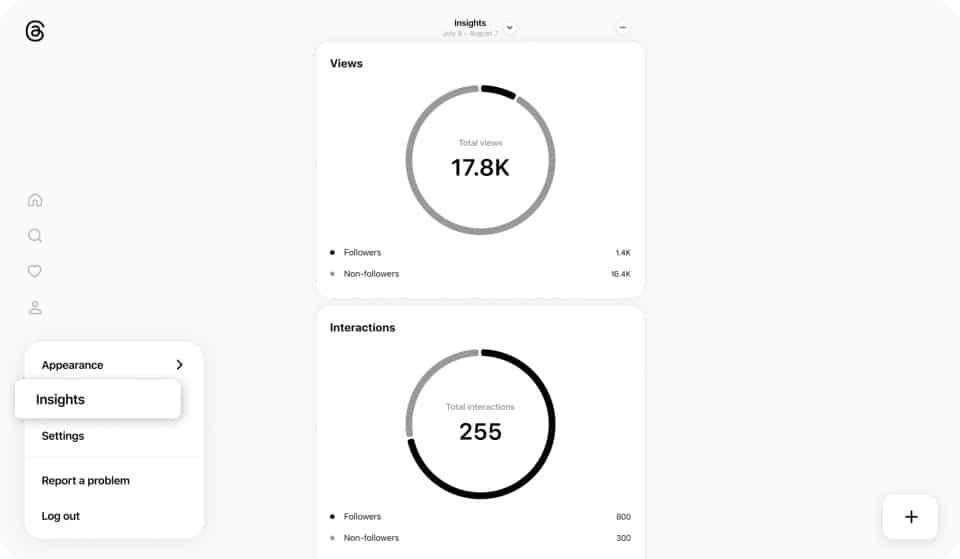 threads insights example on desktop