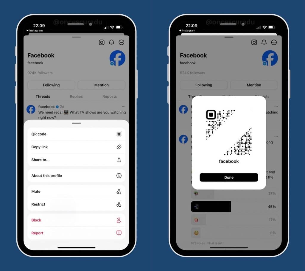 qr code profile share feature on threads