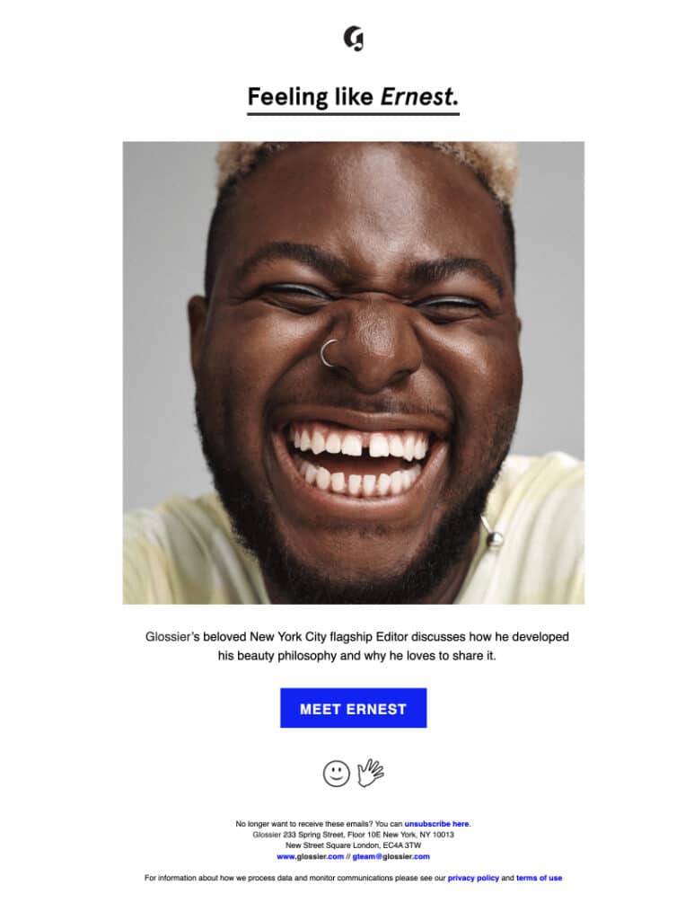 Example of UGC in email by Glossier