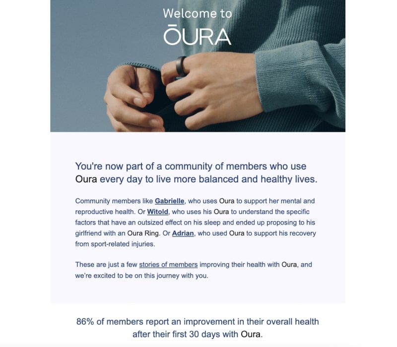 Oura ring user-generated content in email