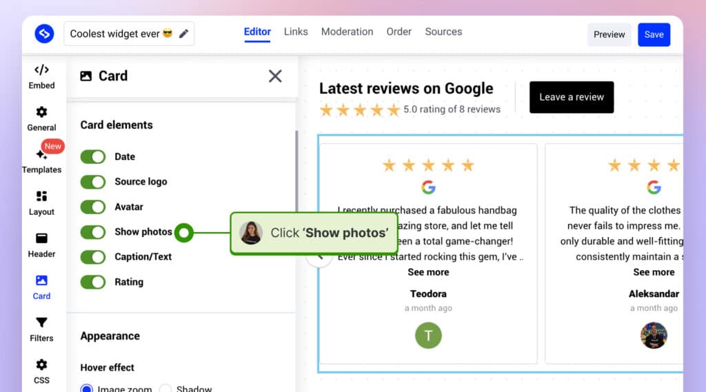 Turn on a setting to collect Google reviews with photos