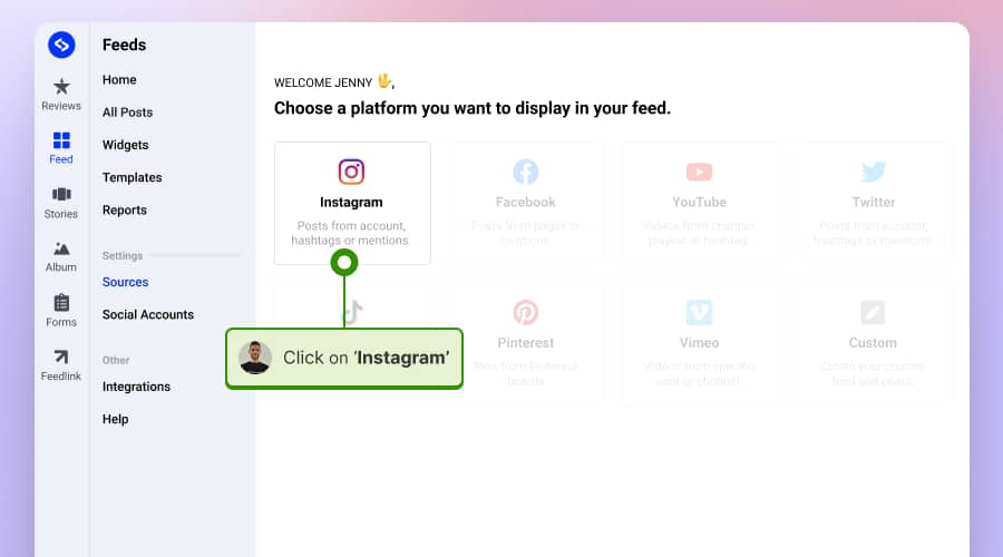 Connect Instagram source in EmbedSocial