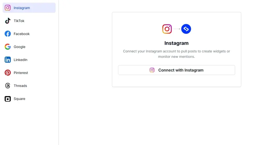 connecting social media accounts in embedsocial