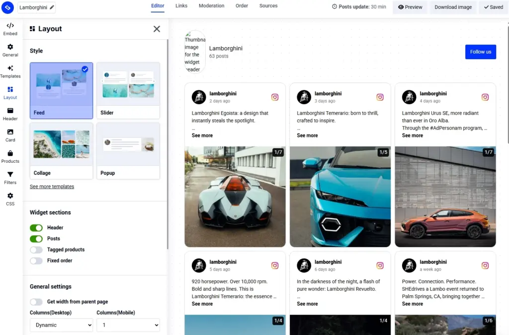 design social media widget in embedsocial