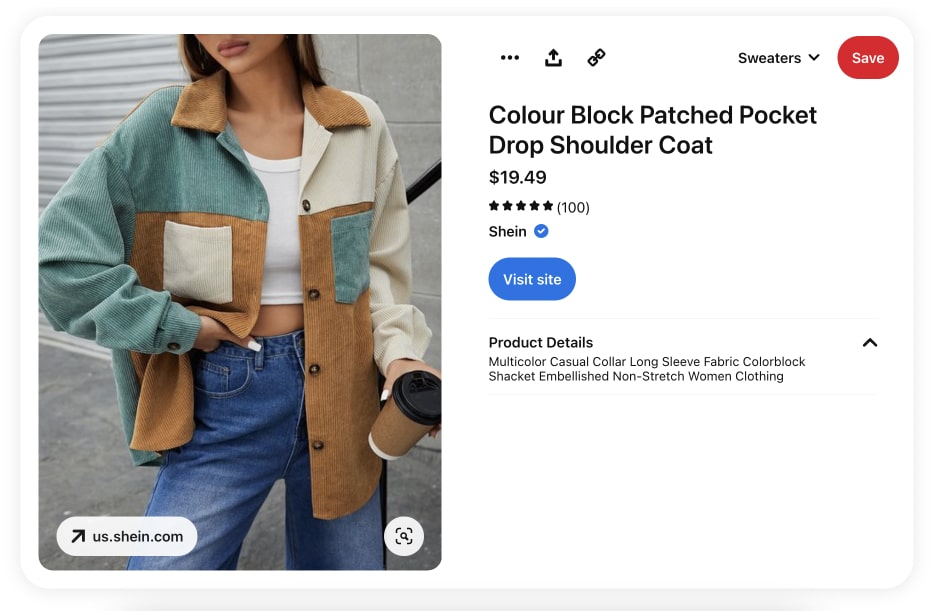 Pinterest shoppable pin example