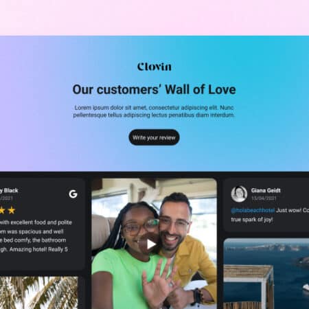 Create wall of love page with the customer's testimonials