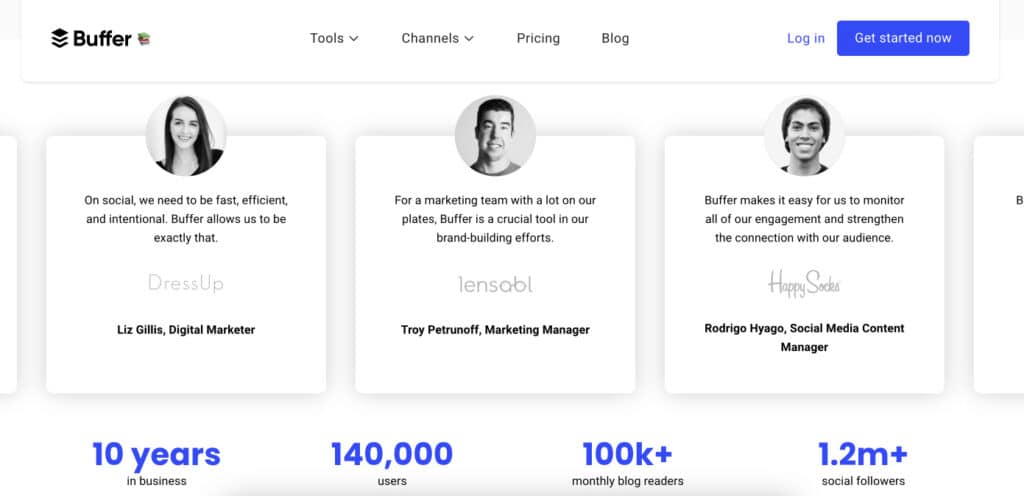 Testimonials slider by Buffer