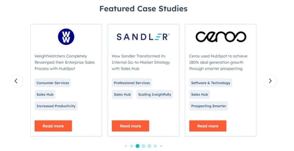 HubSpot case studies page