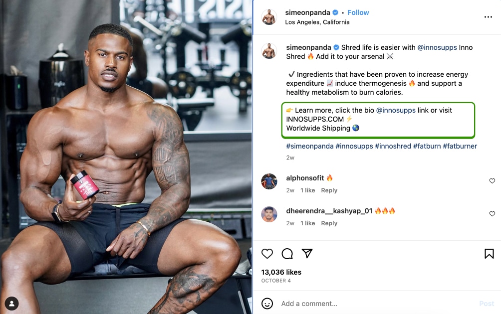 Bodybuilding influencer promoting an intermittent fasting supplement