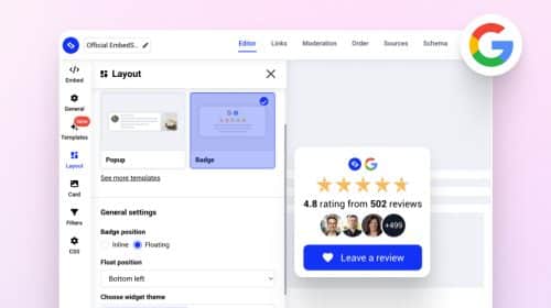 Steps to embed Google reviews badge