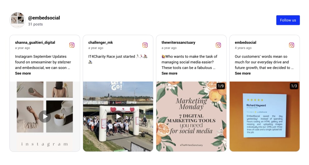 Example of Instagram mentions feed