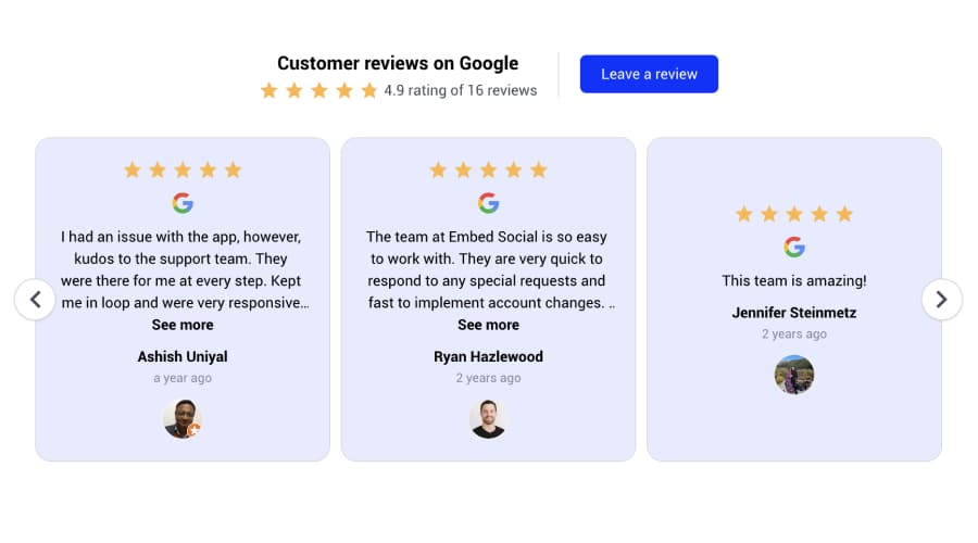 Carousel widget by Google reviews