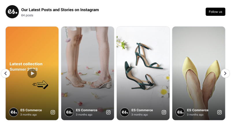 Instagram stories slider widget example