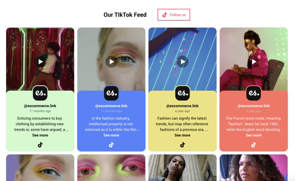 Example of a rainbow TikTok social media feed