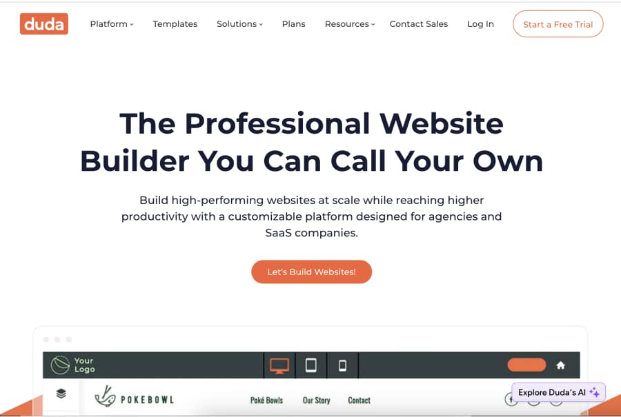 proffesional website builder by Duda