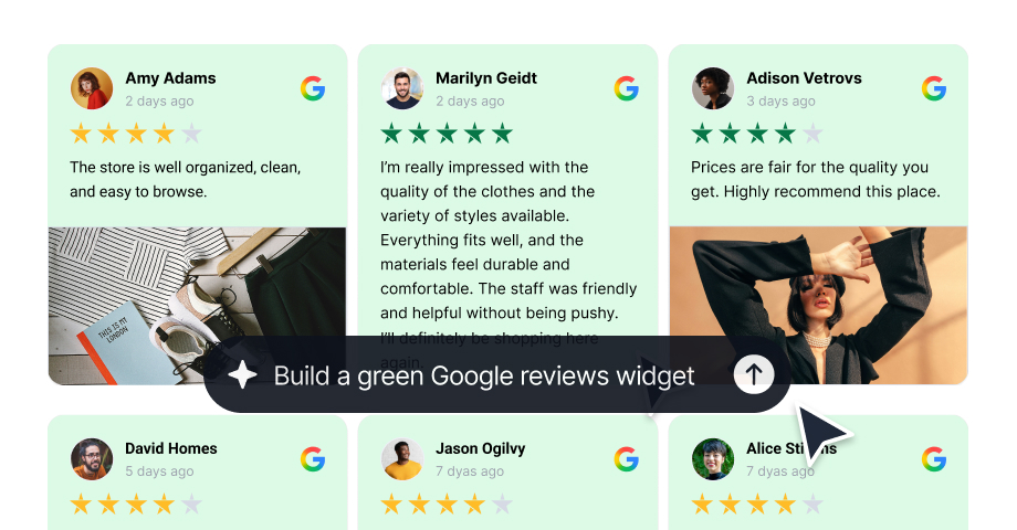 embed google reviews widget with ai