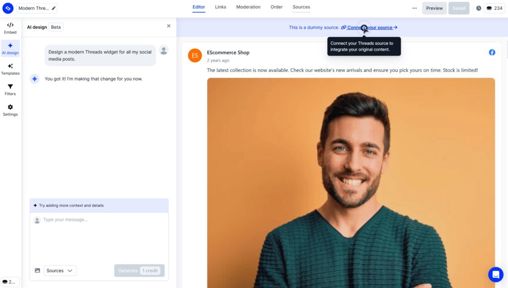 connecting your threads source to embedsocial