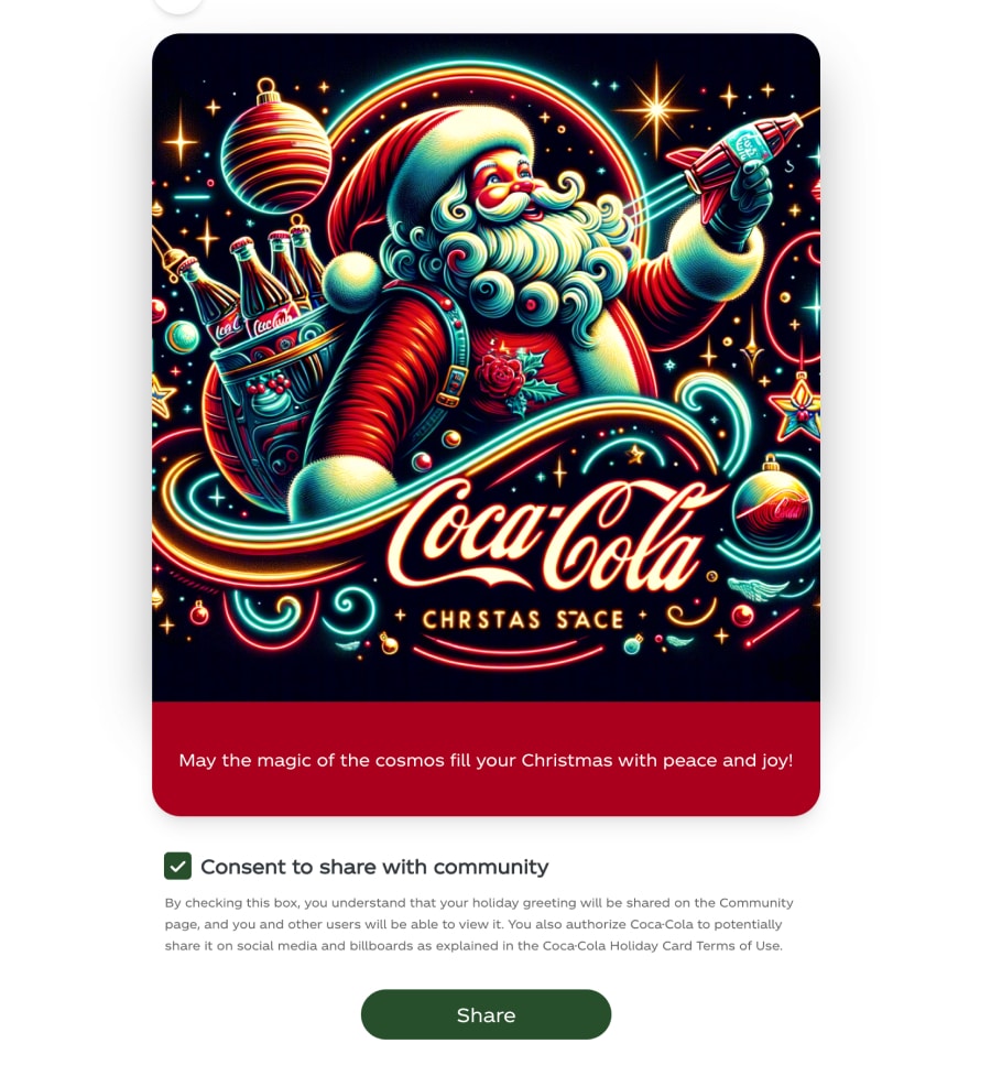 Share AI Coca-Cola Christams card
