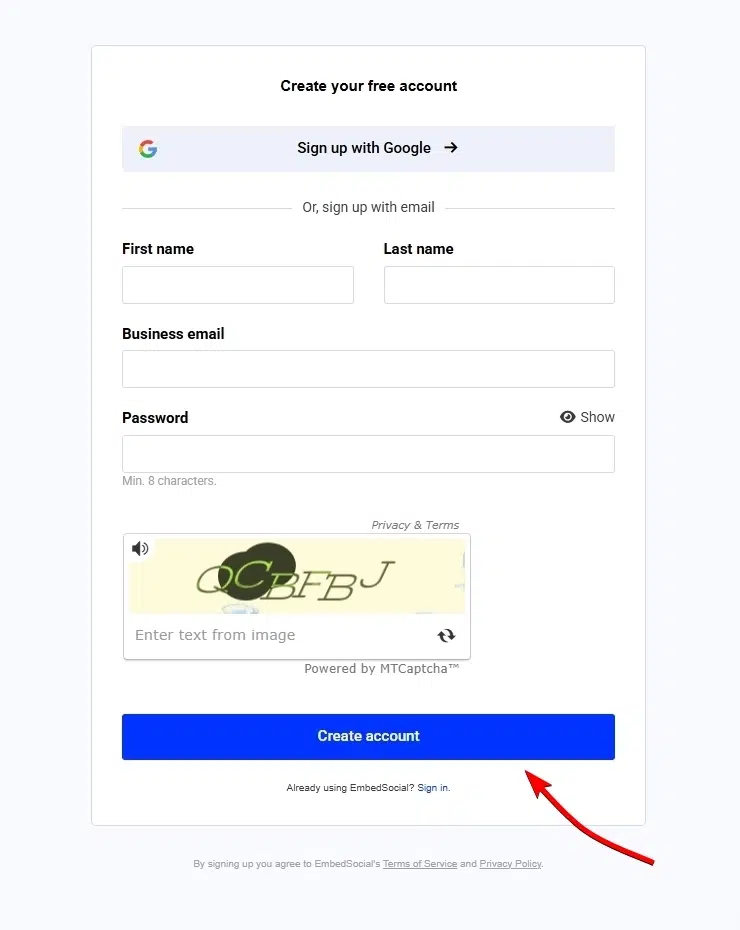 creating your free embedsocial account