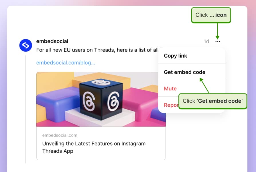 Embed Threads code