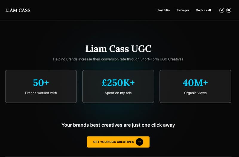 Liam Cass UGC portfolio main page