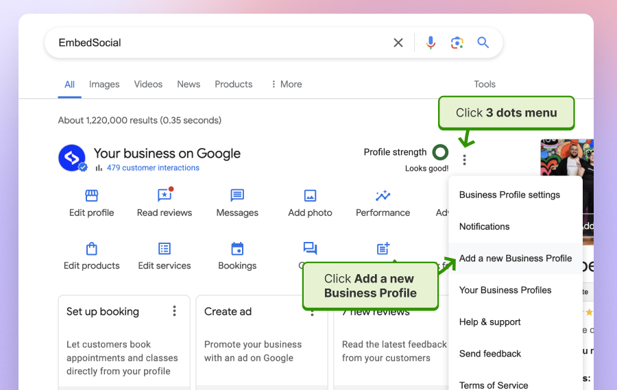steps to add more Google business profiles