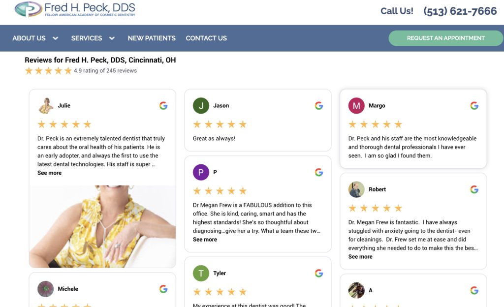 Example of agency managing multiple clients' Google reviews widgets