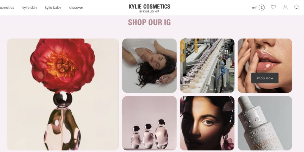 Shop our IG example of Kylie Cosmetics Instagram feed