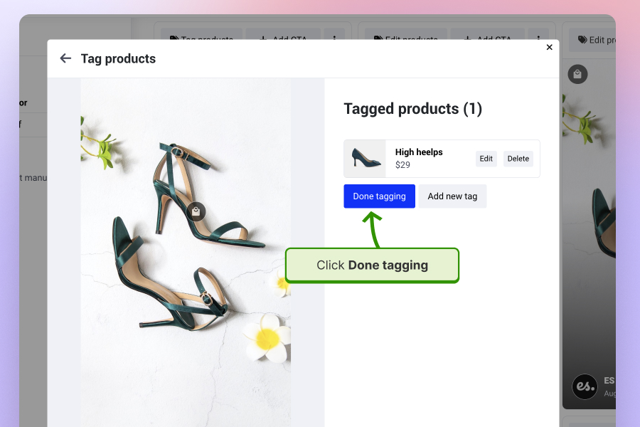 Final step to done tagging of product tags in Instagram feed