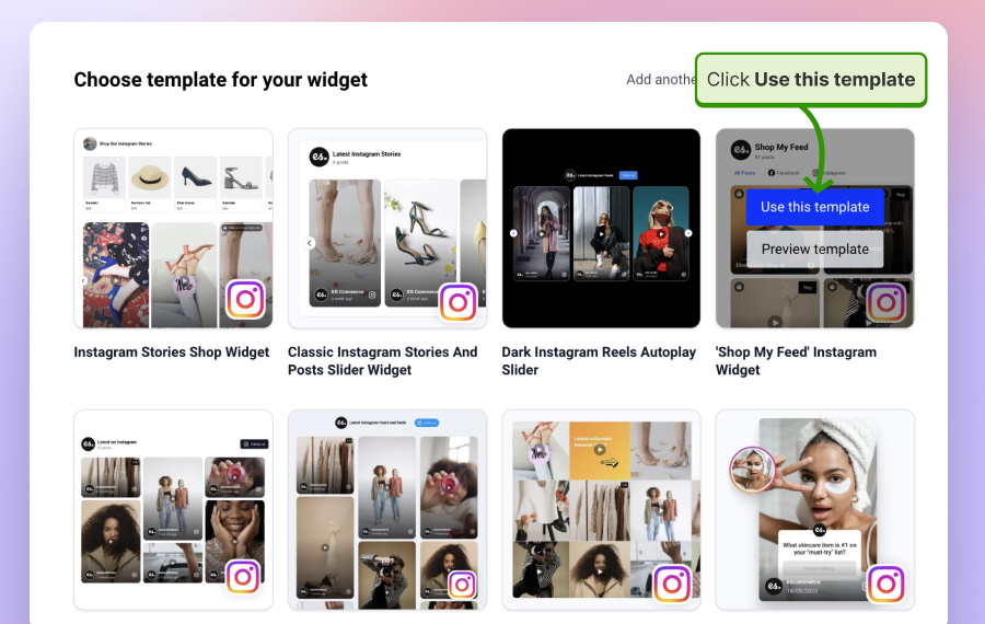 Select your Instagram template feed layout