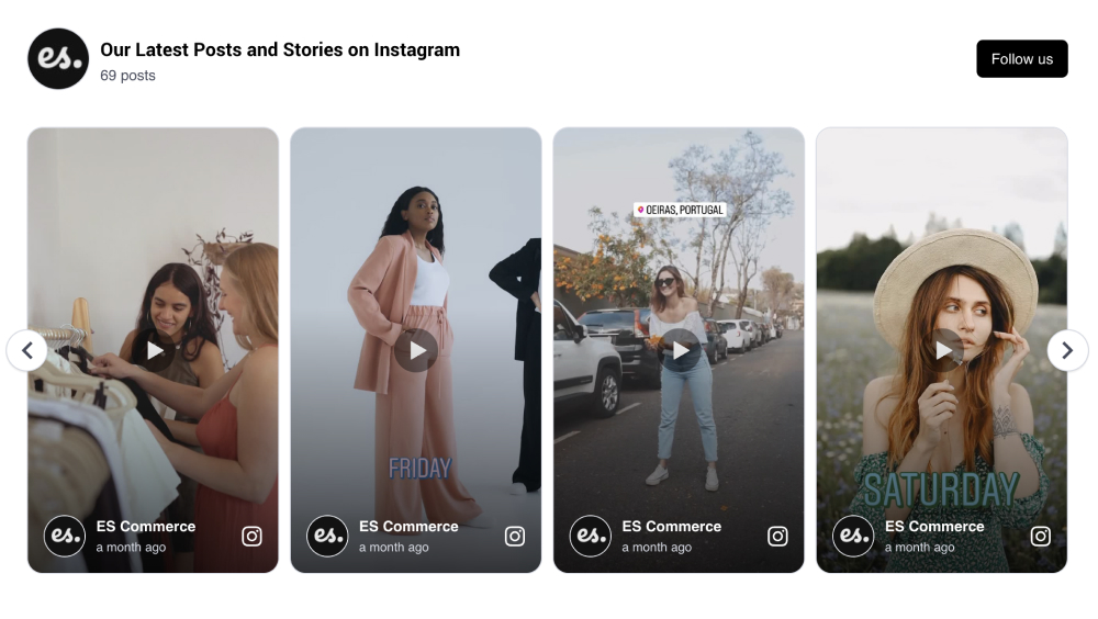 Instagram stories slider widget
