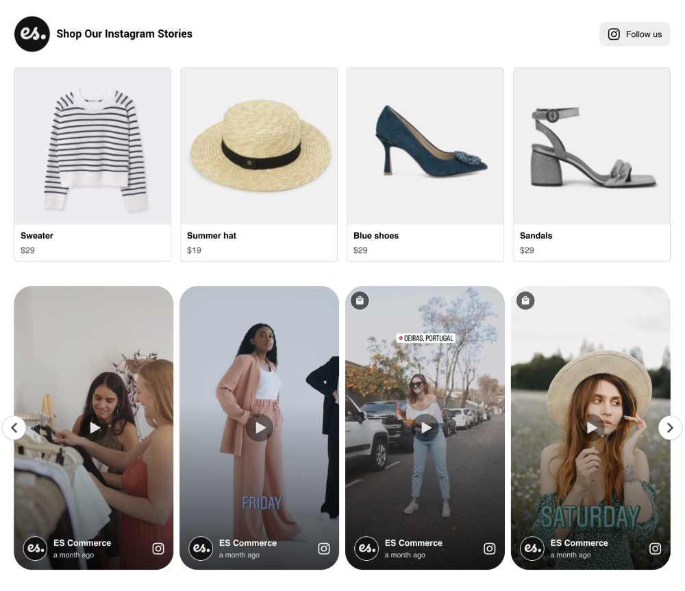 Shoppable Instagram widget