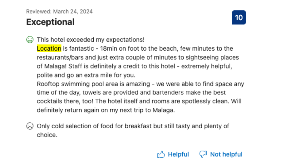 booking.com review with recommendations for better service