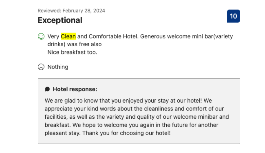 exceptional booking.com hotel review