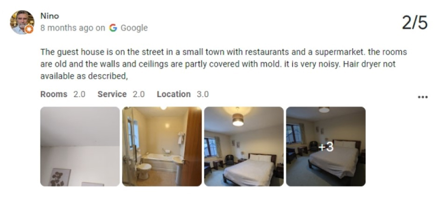 bad hotel review on google