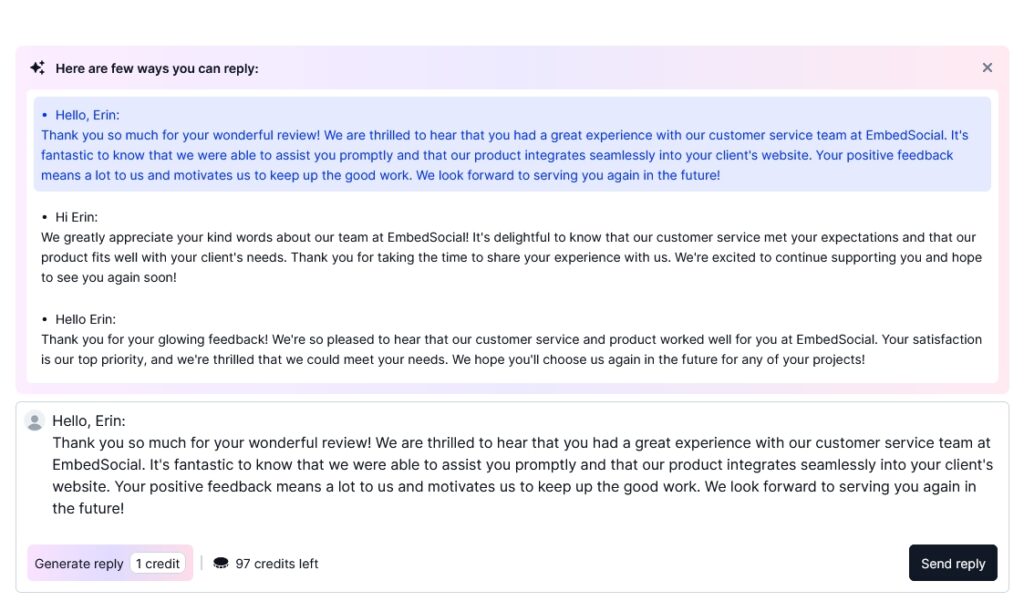 embedsocial ai review responnder