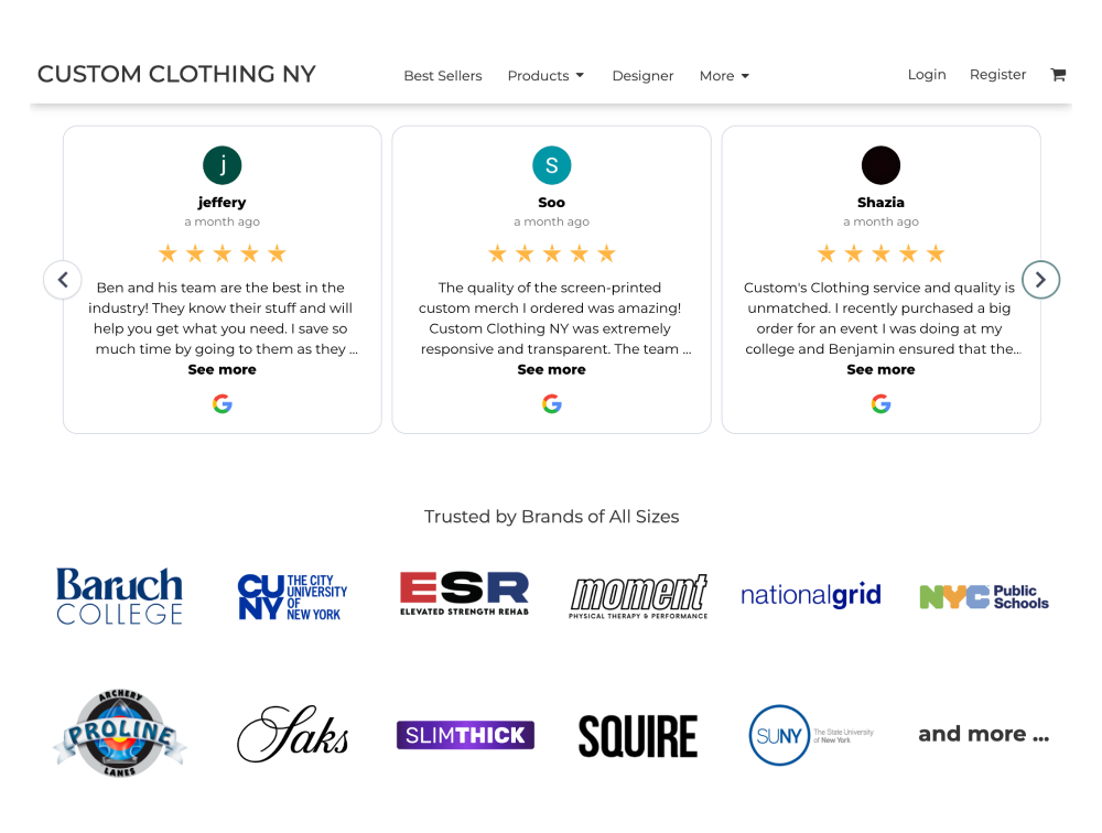 Example of Google reviews UGC example