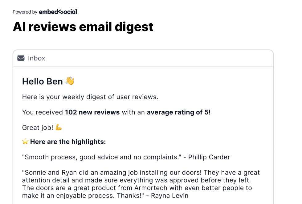 AI reviews email digest