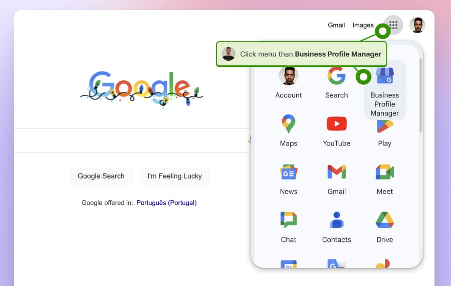 accessing your google business profile manager via google.com
