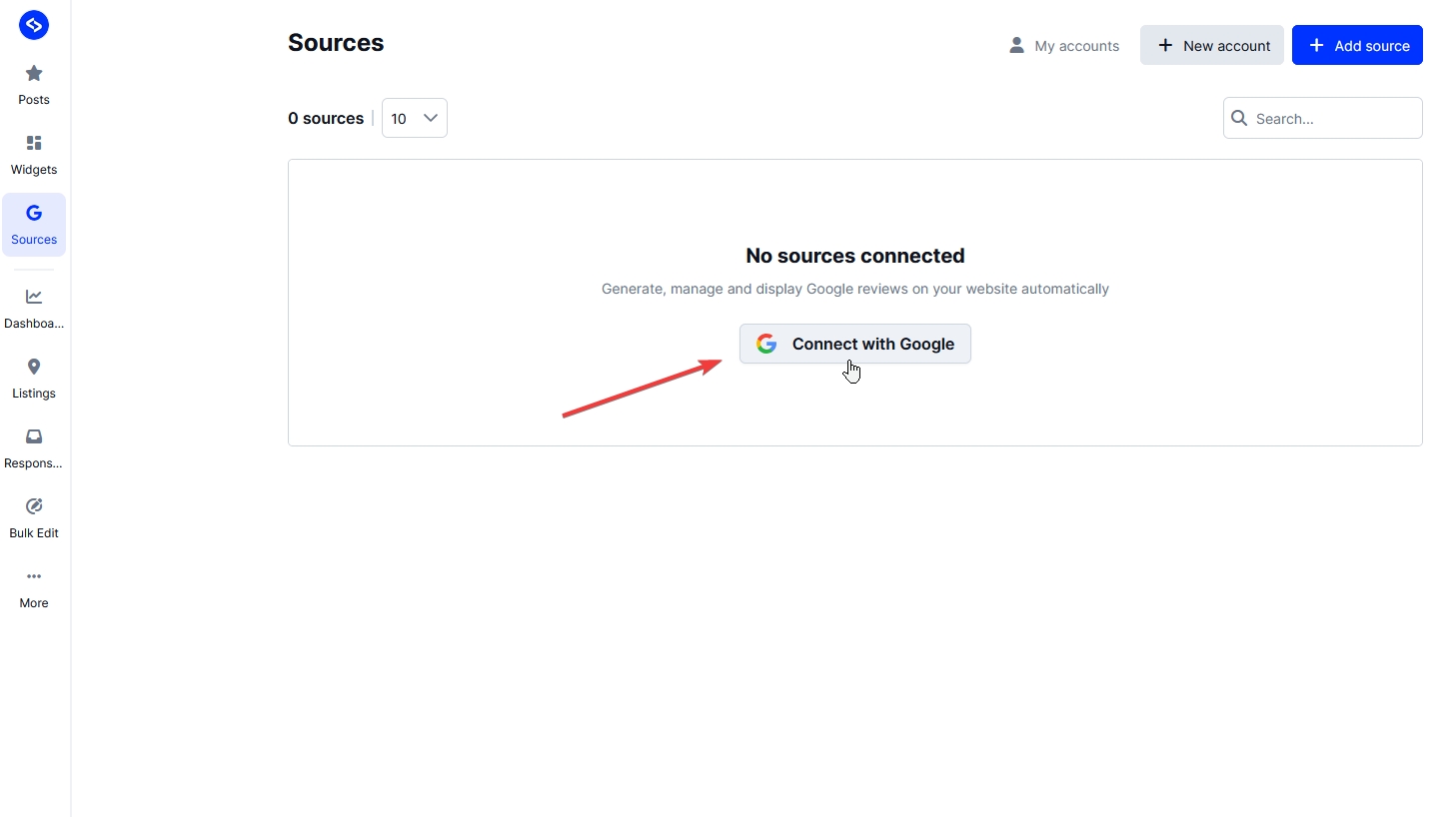 connect google source in localith