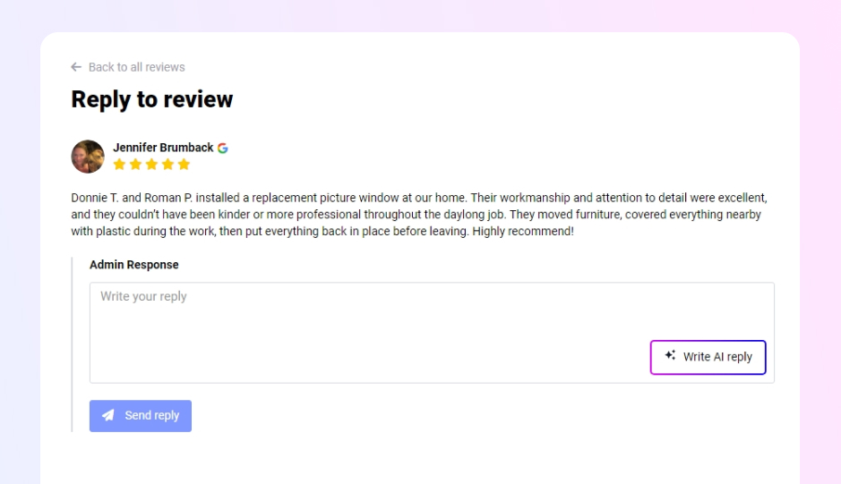 composing review replies in embedsocial