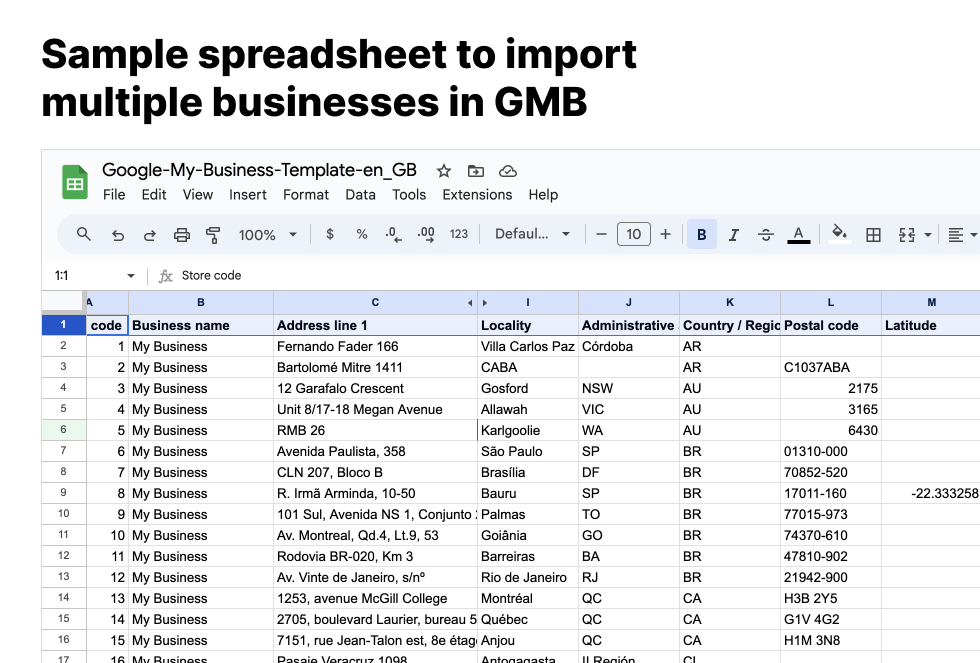 example of a spreedsheet for bulk gbp verification