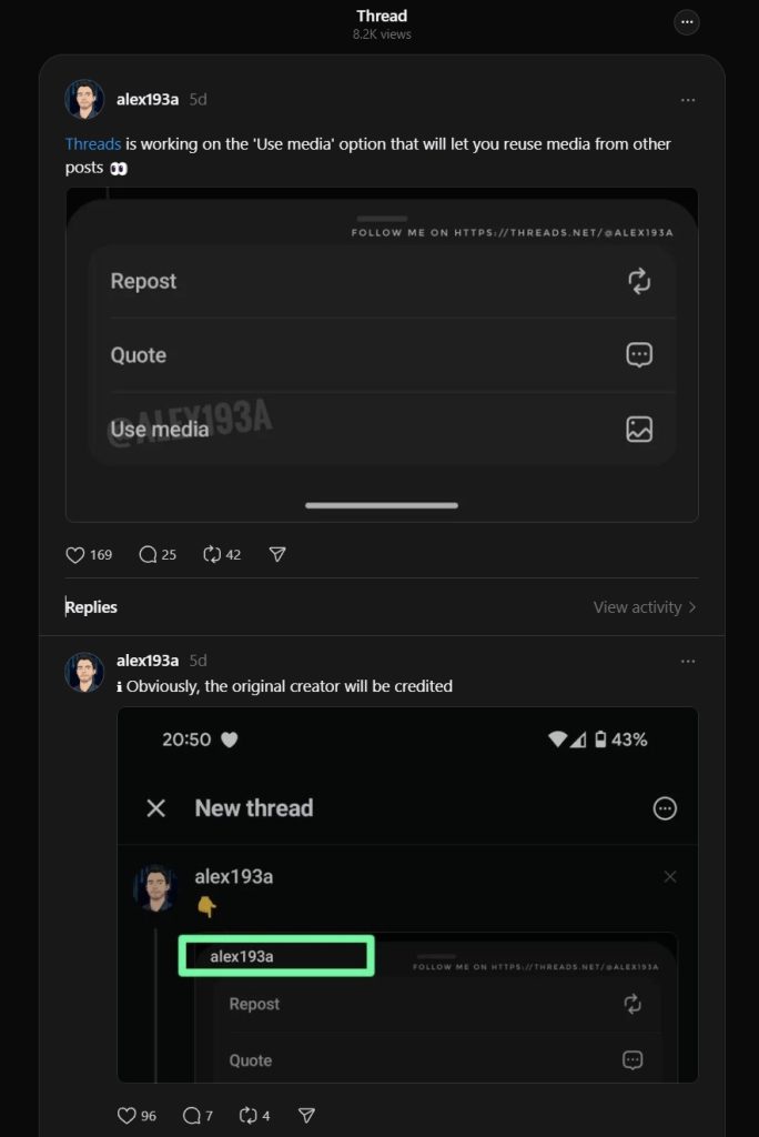 threads post talking about a new threads option to introduce a re-share feature to credit original creators