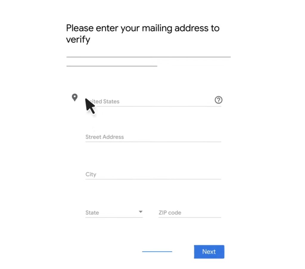 entering mailing address for postcard verification on gbp