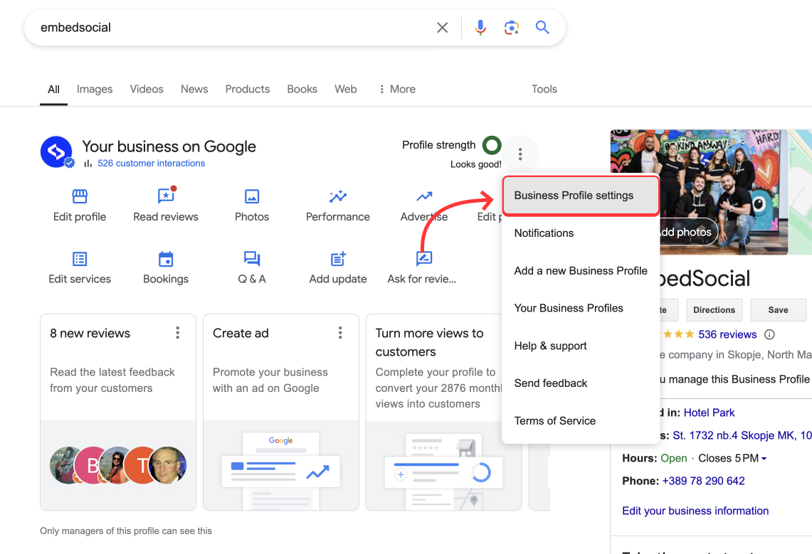 Steps to add role to Google business profile in Google settings